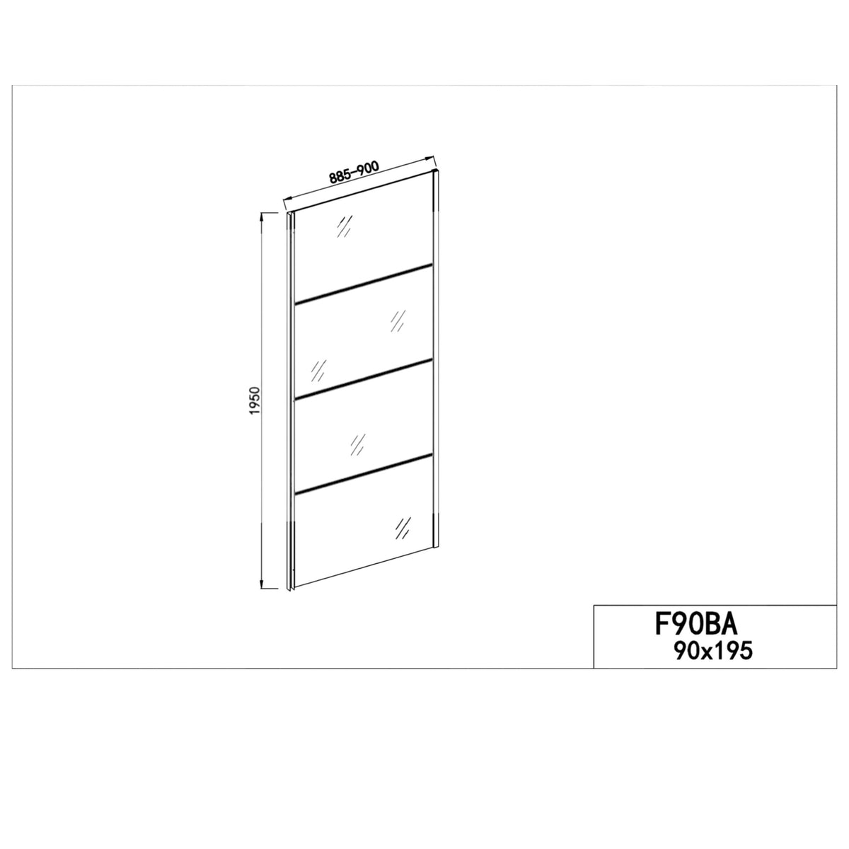 Fixglaselement 90 cm schwarz matt