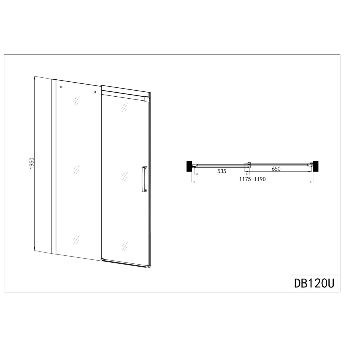 ELEGANCE Glasschiebetür 117,5 - 118,5 x 195