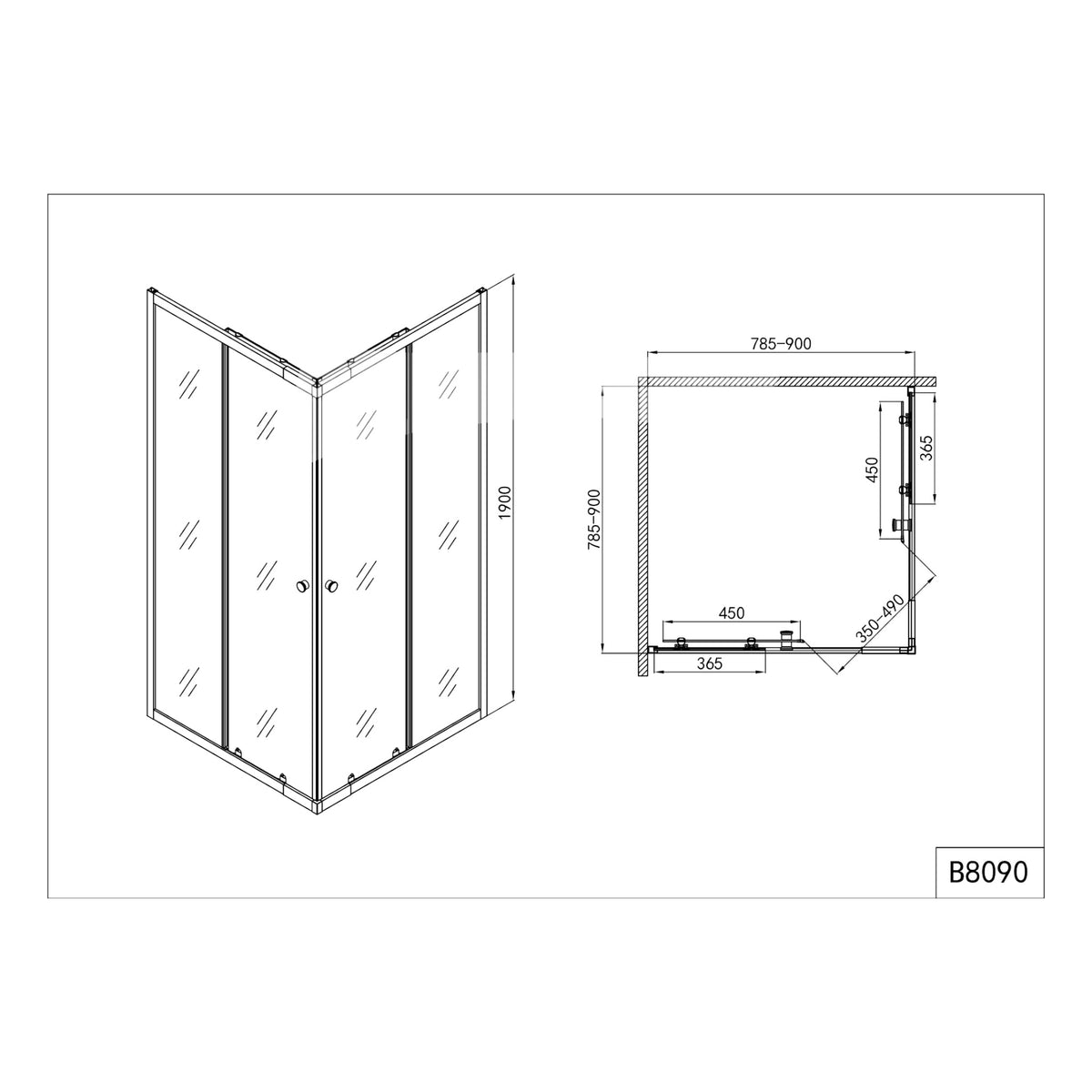SANODUSCH Corner Shower 78.5-90x78.5-90x190 cm | Matt Glass