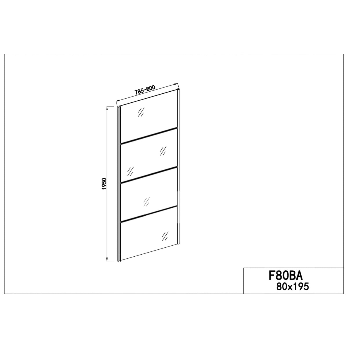 Fixglaselement 80 cm schwarz matt