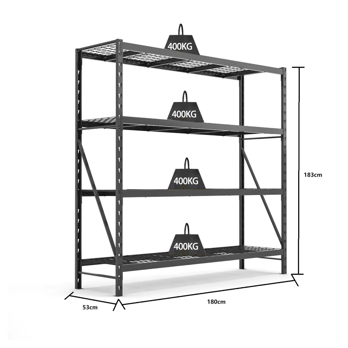 Industrie Schwerlastregal schwarz 180x53x183 cm