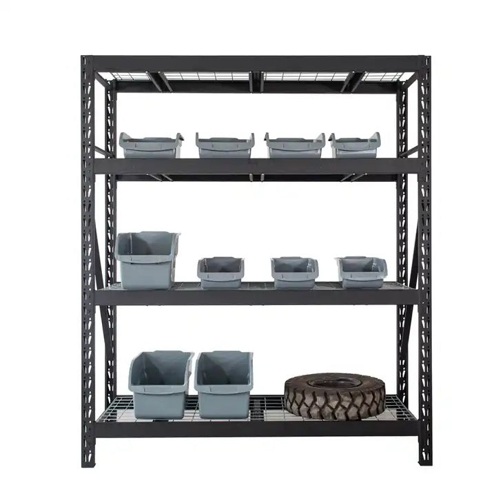 Industrial heavy-duty shelving unit black 180x53x183 cm