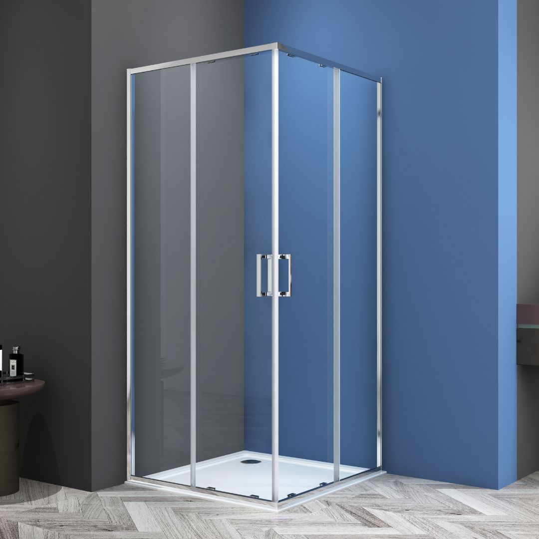 Corner Shower Sliding Door SLIMLINE Chrome Easy-Clean | 5 Different Sizes