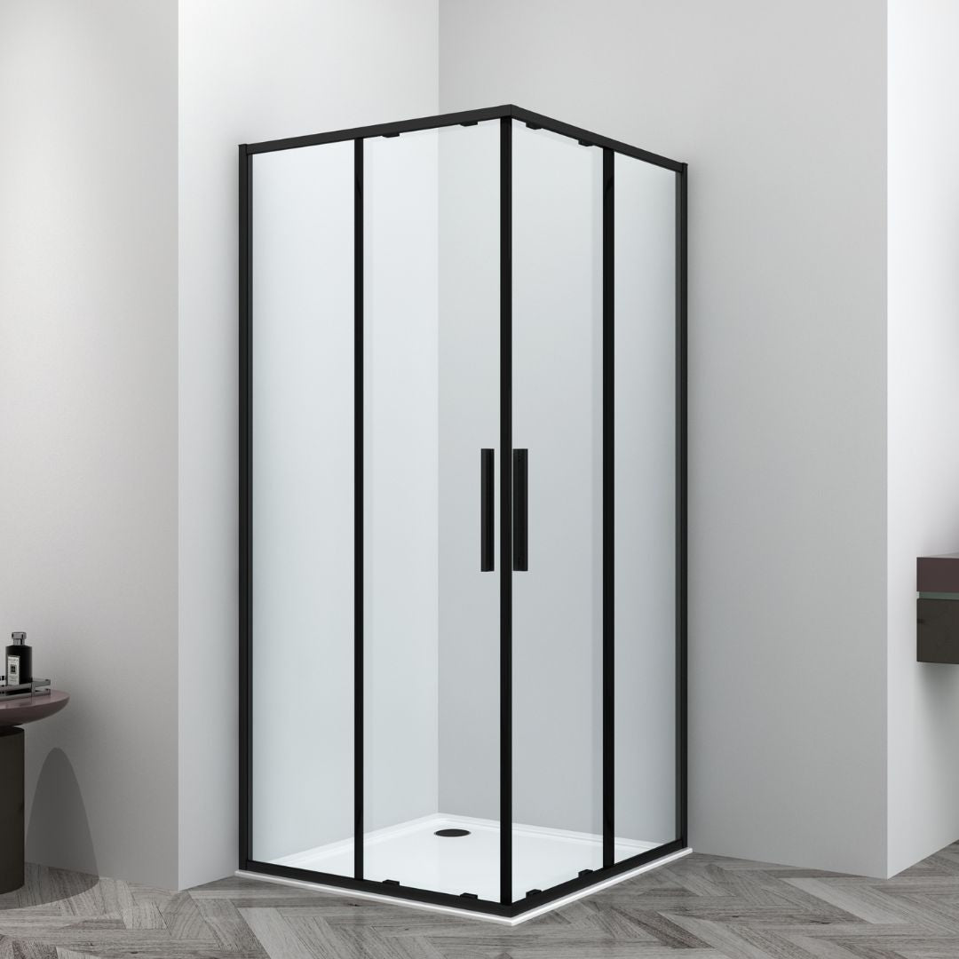 Corner Shower Sliding Door SLIMLINE Black Easy-Clean | 5 Different Sizes