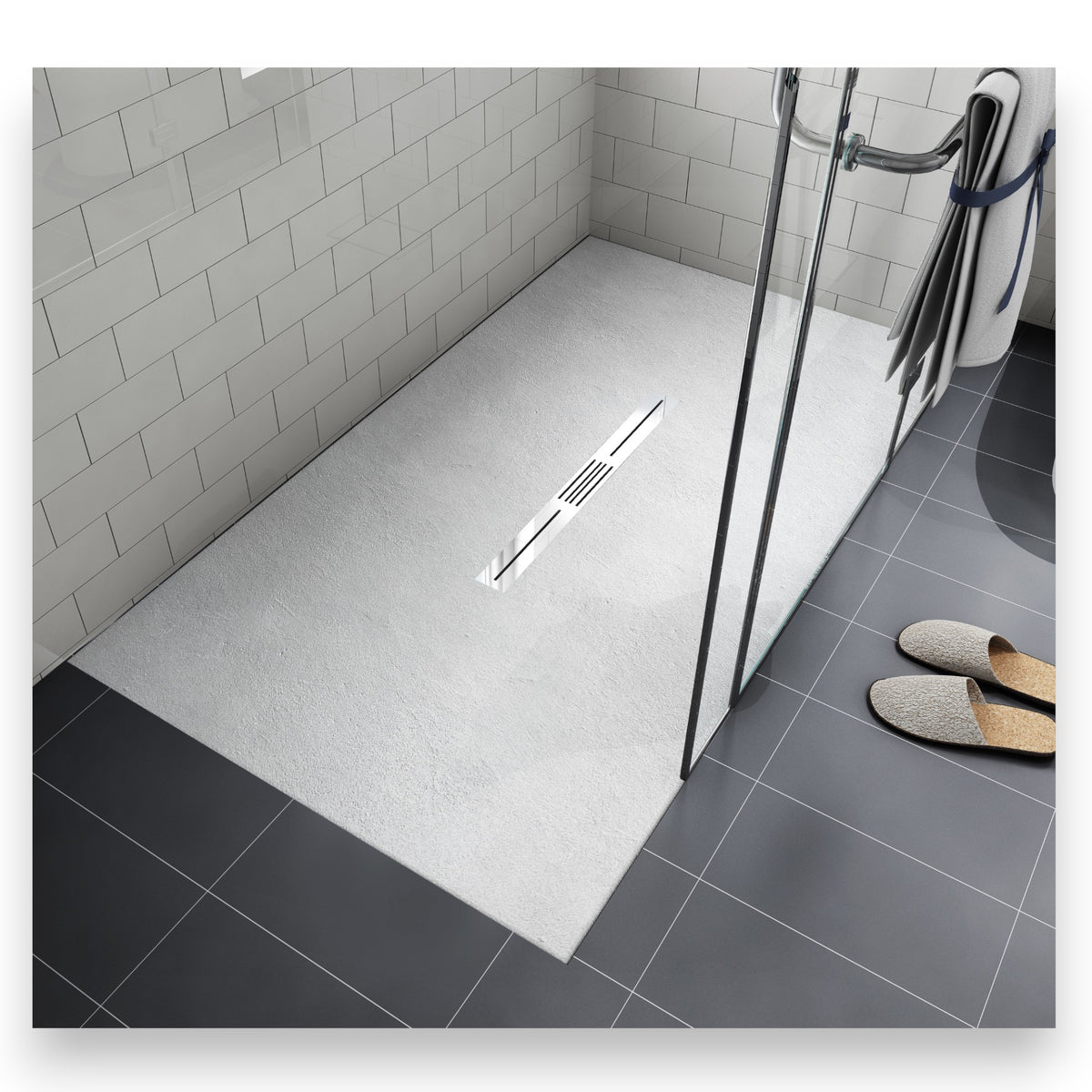 SMC Duschwanne 170x80 cm | Grau Steinoptik