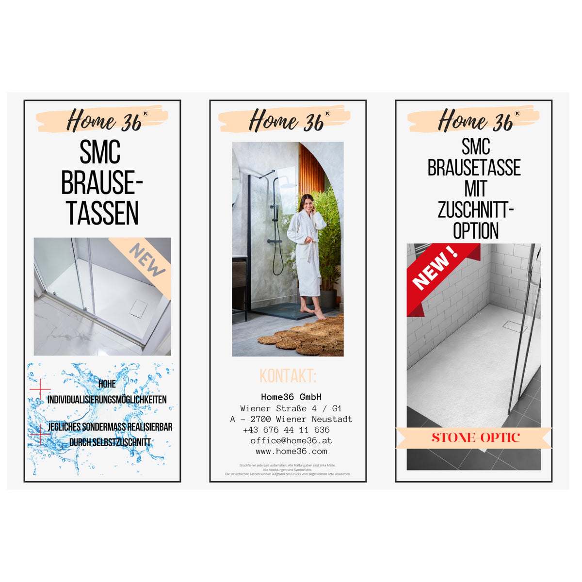 SMC Duschwanne 90x90 cm | Grau Steinoptik