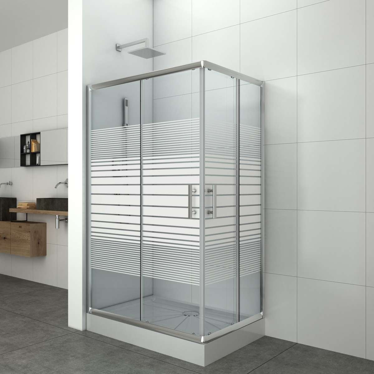 Corner Shower P80 with Striped Design | 2 Different Sizes