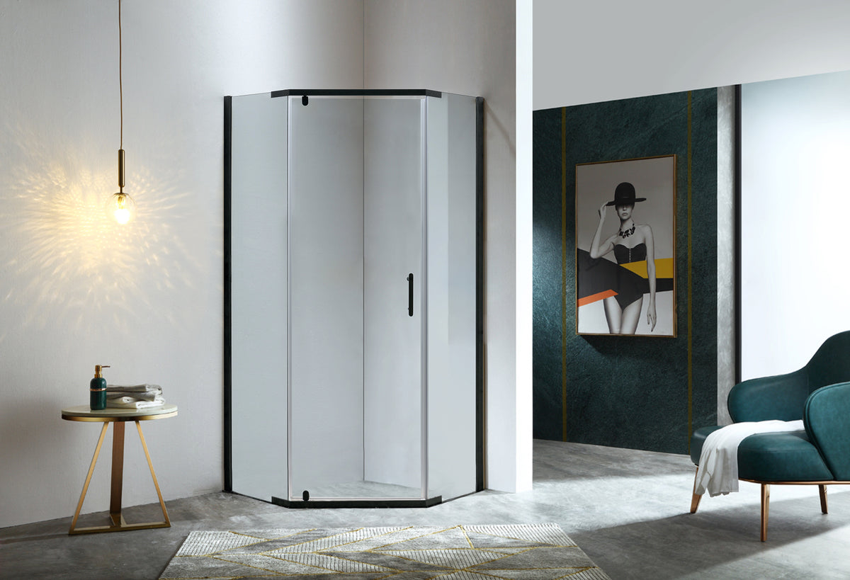 Pentagon shower enclosure - black