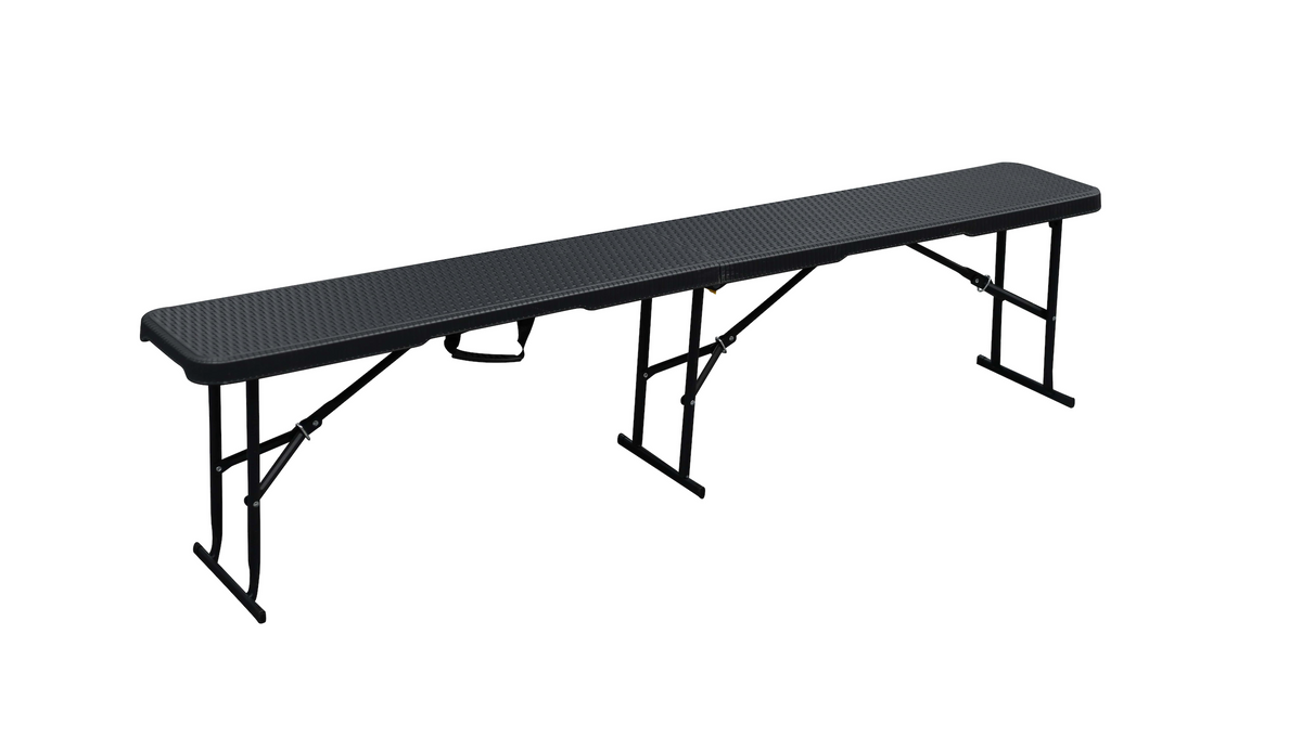 Design Festzeltgarnitur Rattan Optik klappbar aus Kunststoff schwarz - 3 Teilig
