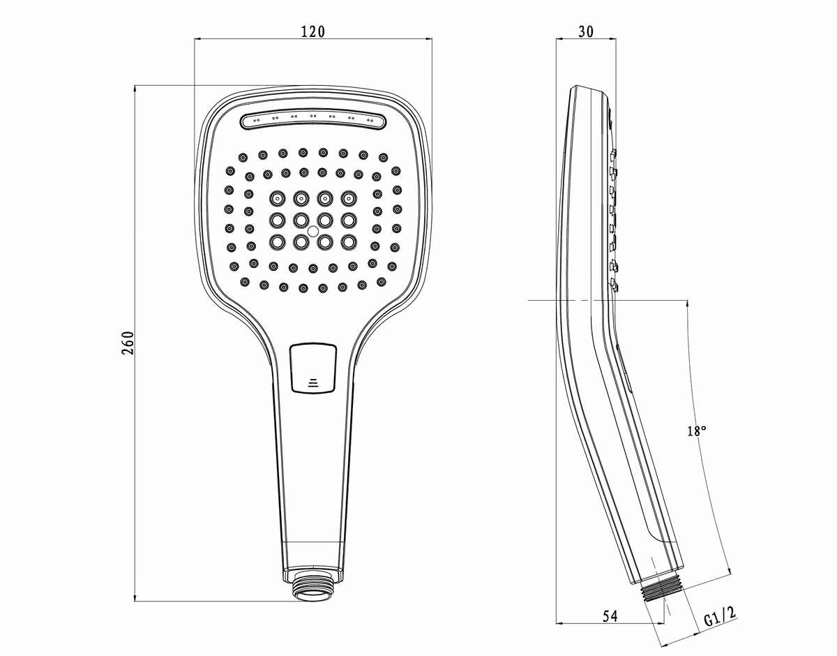 Hand shower in chrome 12 cm with 3 functions 