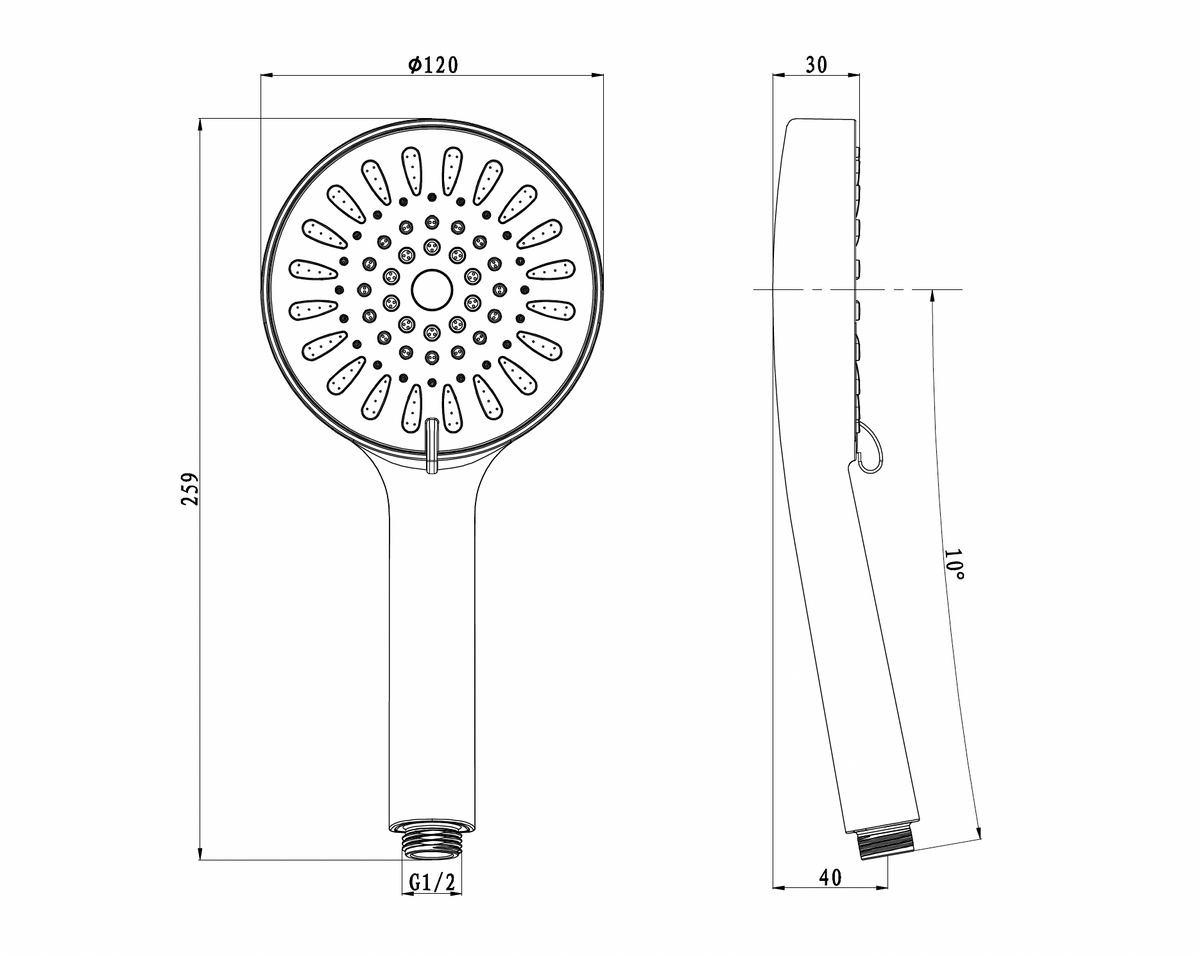 Hand shower in chrome 12 cm with 3 functions 