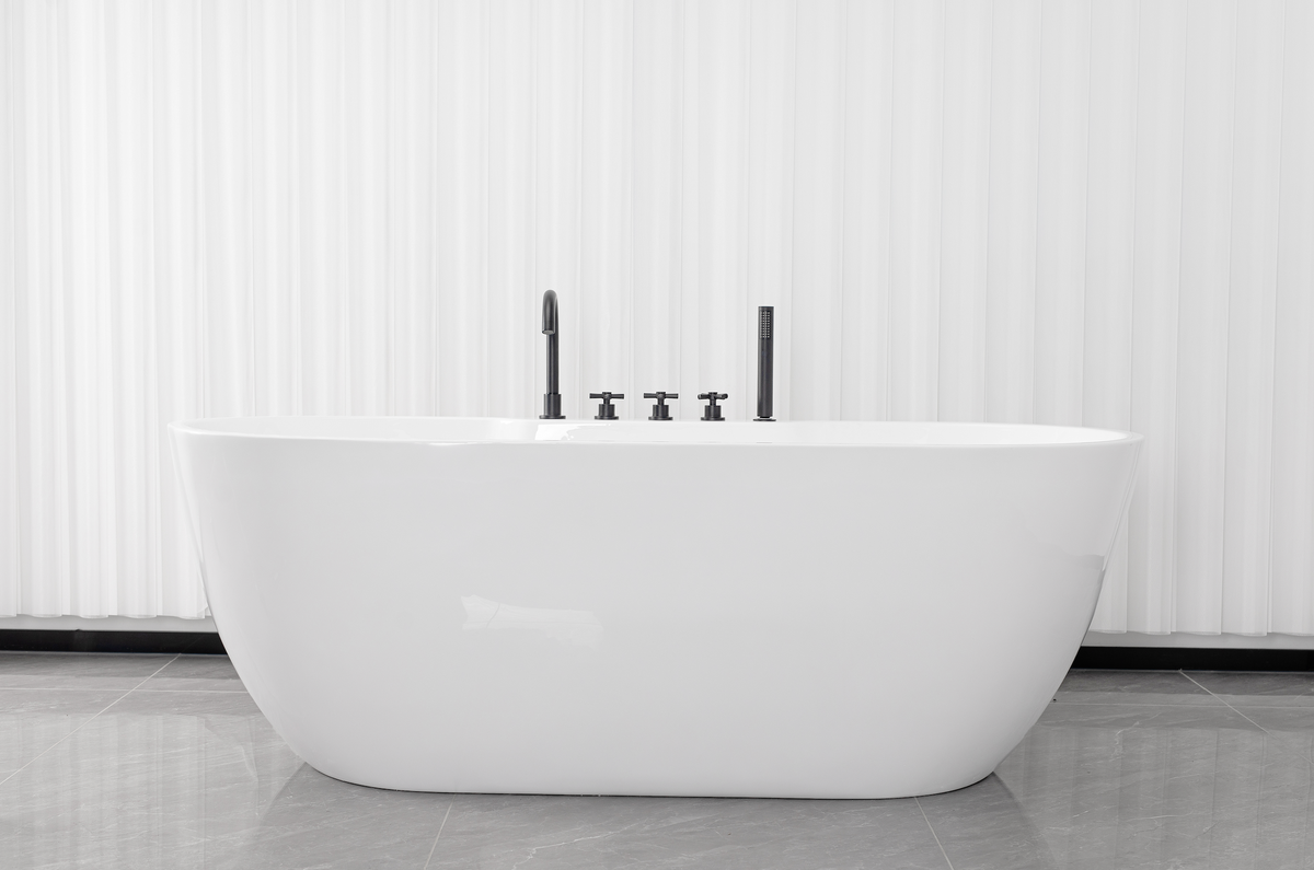 Freistehende Badewanne ARUBA schwarz matt 170x75x58 cm