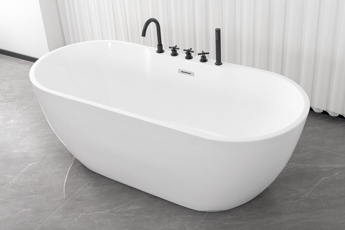 Freistehende Badewanne ARUBA schwarz matt 170x75x58 cm