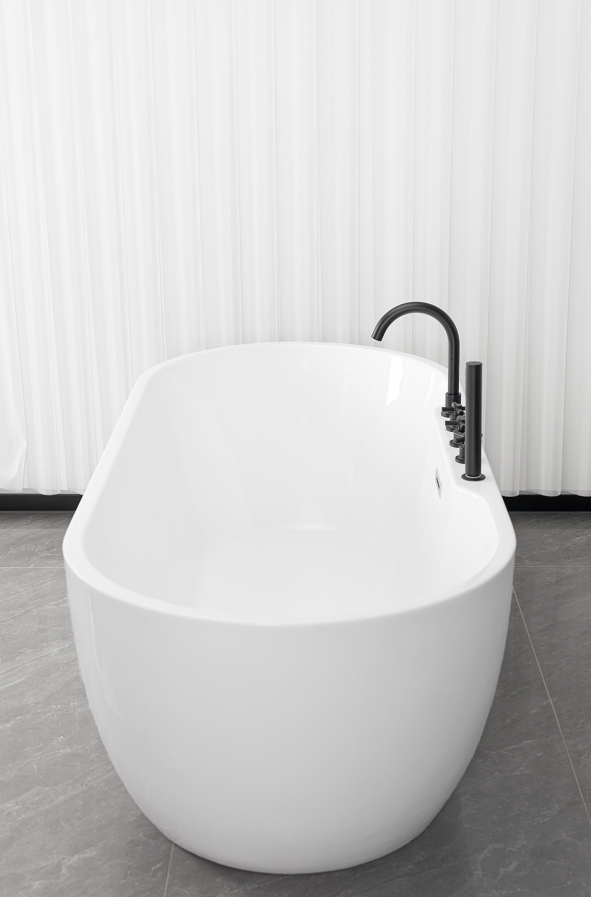 Freistehende Badewanne ARUBA schwarz matt 170x75x58 cm