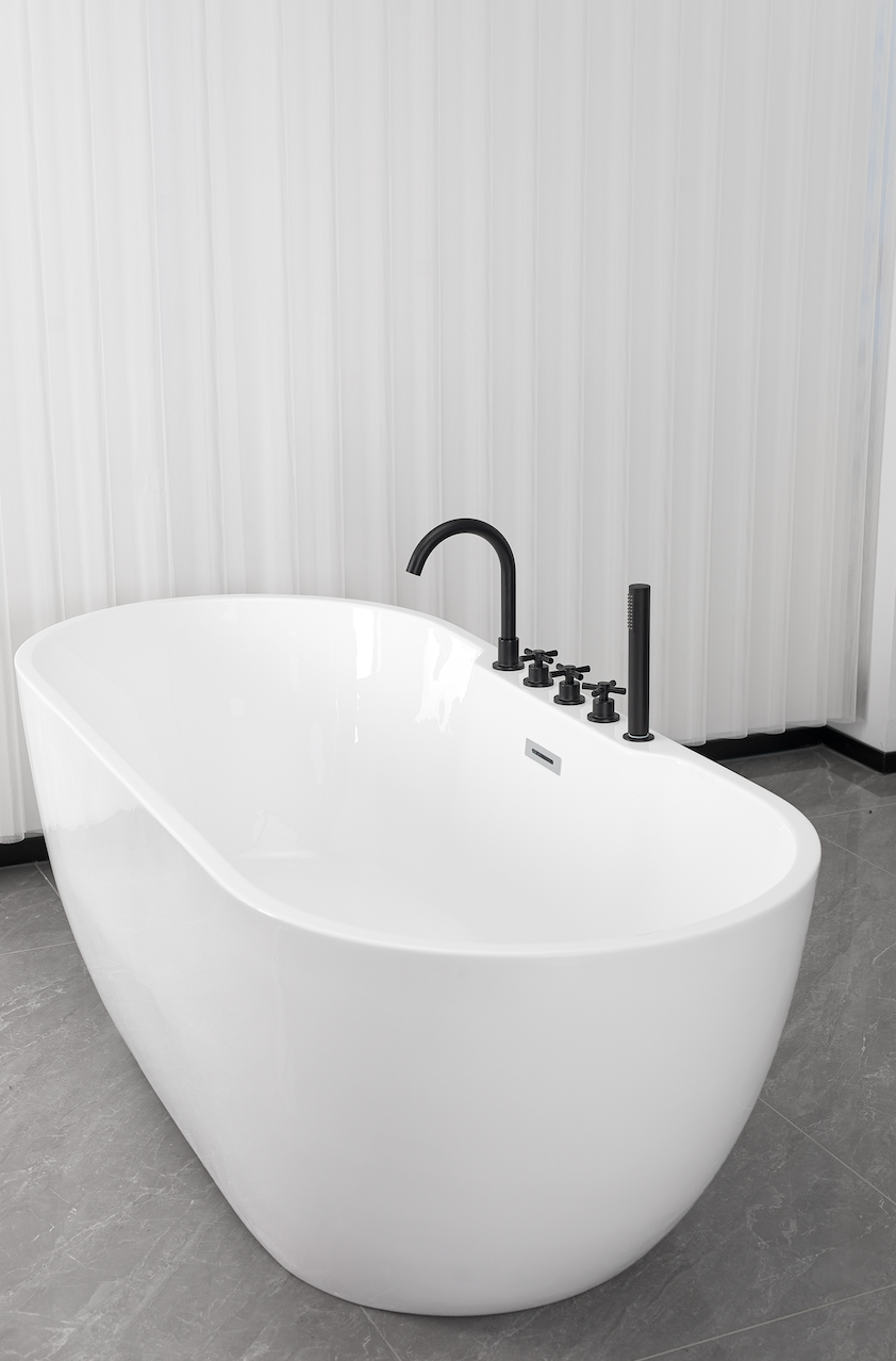Freistehende Badewanne ARUBA schwarz matt 170x75x58 cm