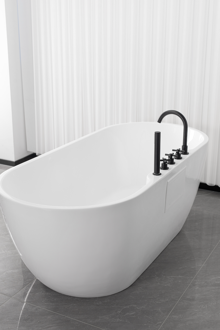 Freistehende Badewanne ARUBA schwarz matt 170x75x58 cm