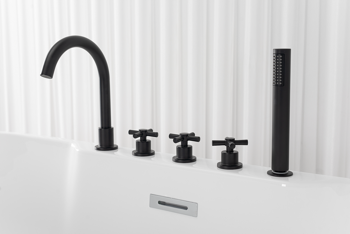 Freistehende Badewanne ARUBA schwarz matt 170x75x58 cm