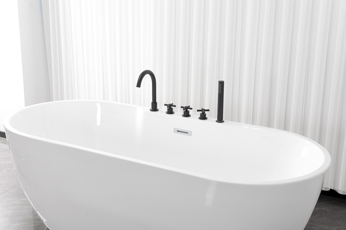 Freistehende Badewanne ARUBA schwarz matt 170x75x58 cm