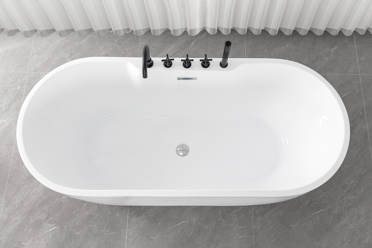 Freistehende Badewanne ARUBA schwarz matt 170x75x58 cm