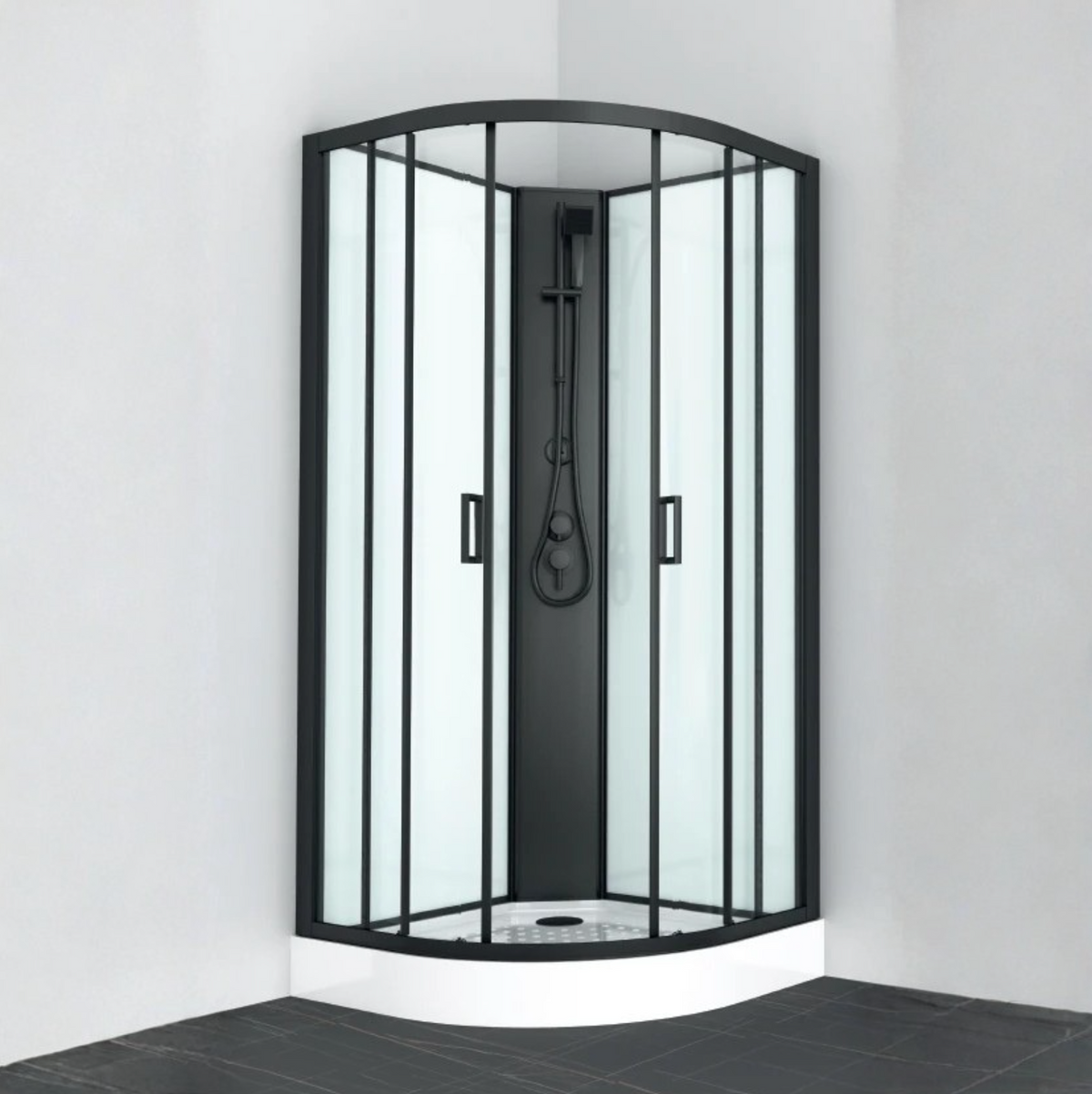 Komplettdusche BALATON 1 schwarz 90x90x203 cm