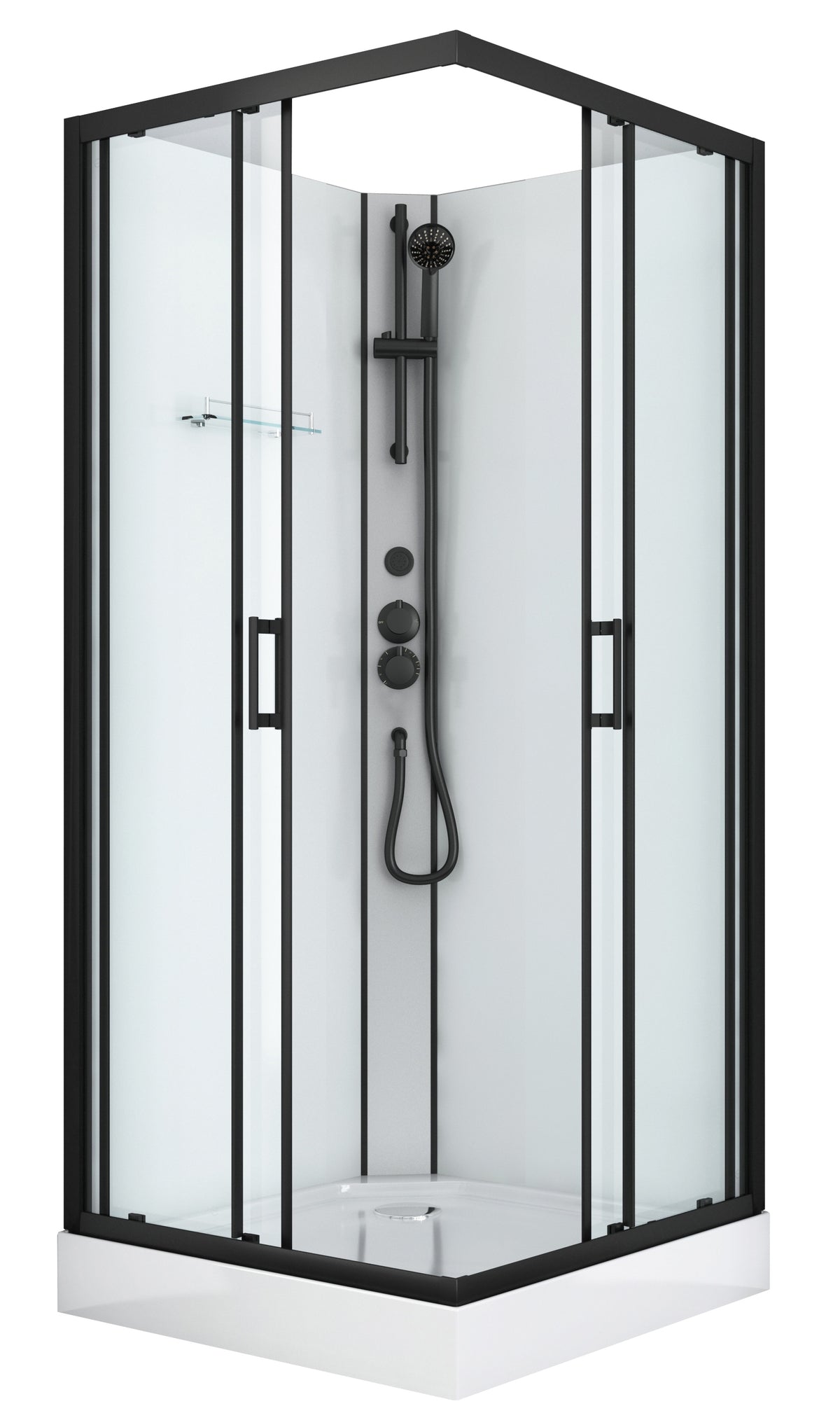 Komplettdusche DENVER BLACK - mit Schnellmontage 90 x 90 x 210 cm
