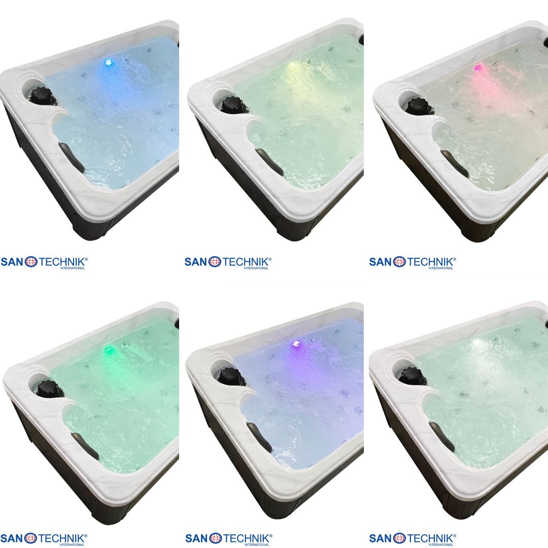 Outdoor Hot Tub SPLIT White Marble incl. Cover 175x115x70 cm frost-proof