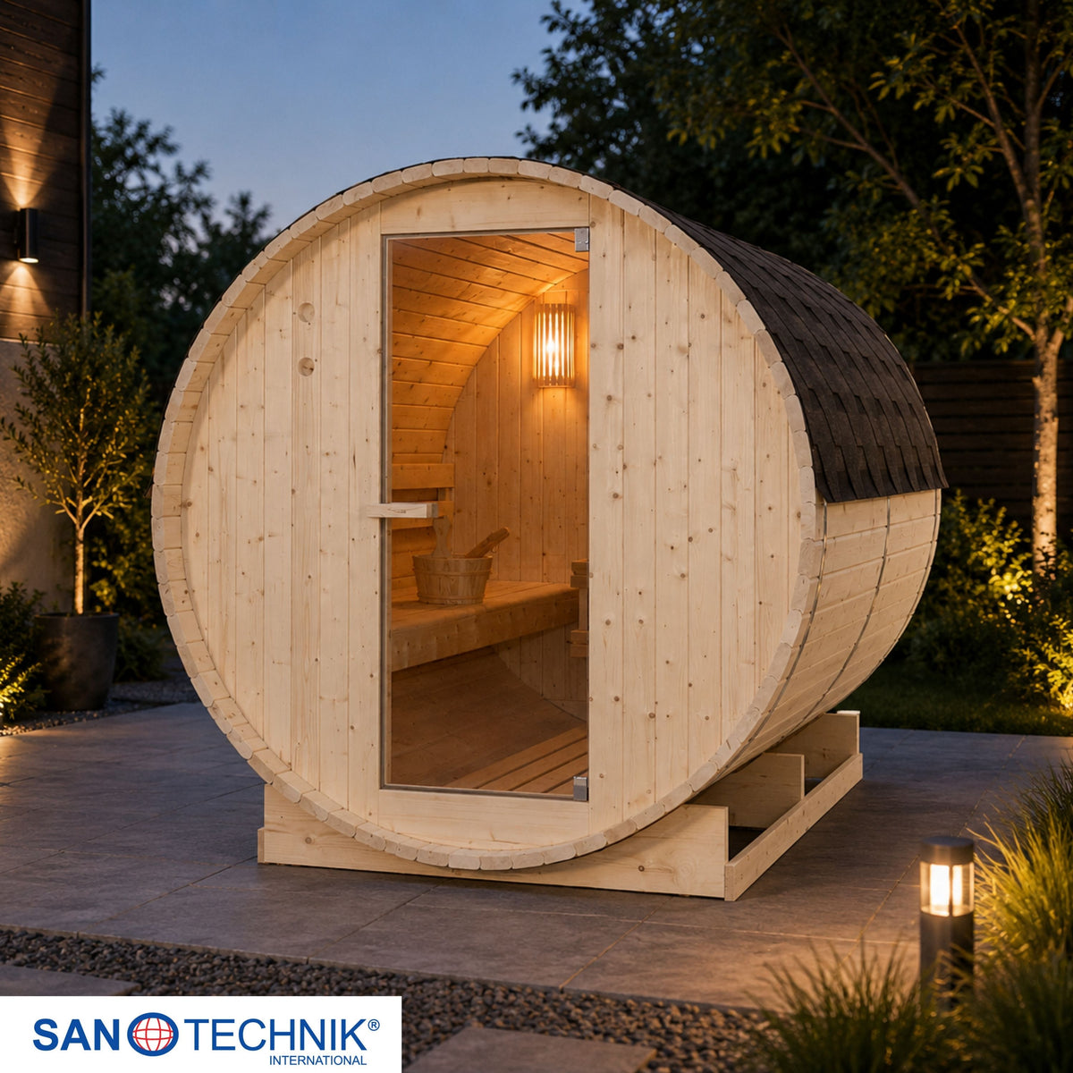 Outdoor barrel sauna TROMSÖ XL for 6 people