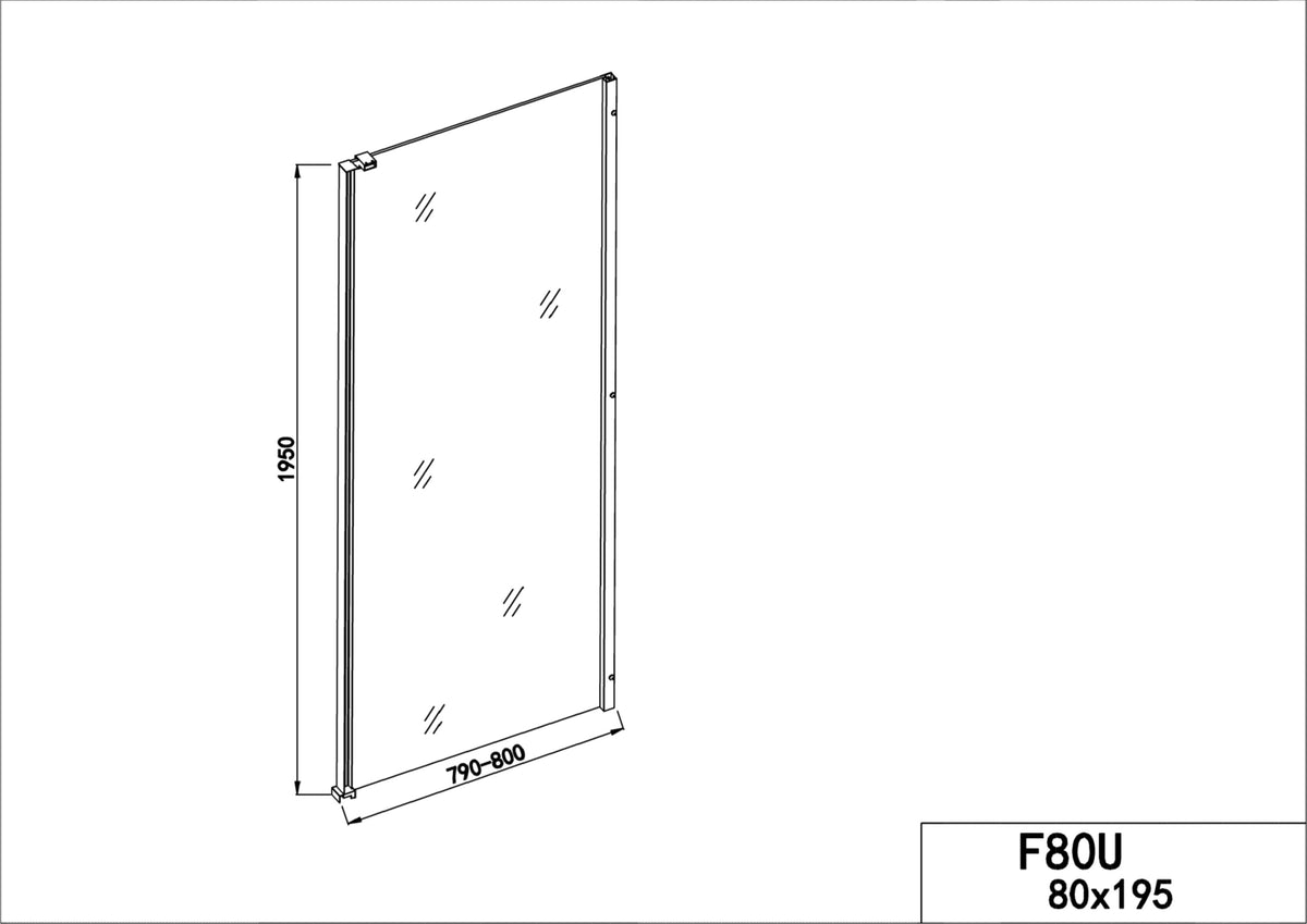 Elemento fijo de cristal ELITE CHROME en 2 medidas diferentes