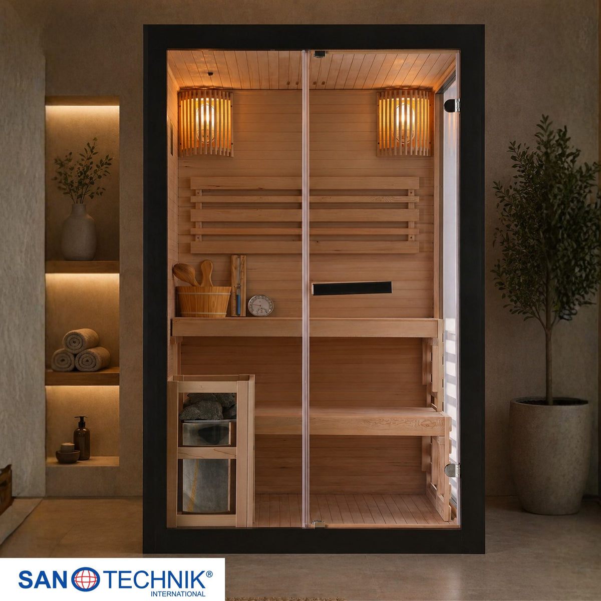 Finnische Sauna PANORAMA BLACK | für 2 Personen