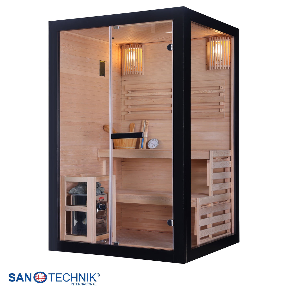 Finnische Sauna PANORAMA BLACK | für 2 Personen