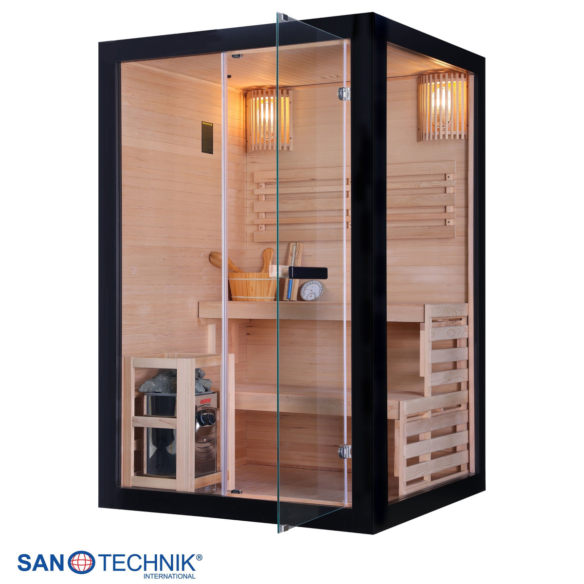 Finnische Sauna PANORAMA BLACK | für 2 Personen