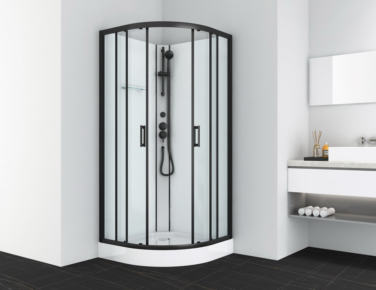 Komplettdusche DALLAS BLACK - mit Schnellmontage 90 x 90 x 210 cm