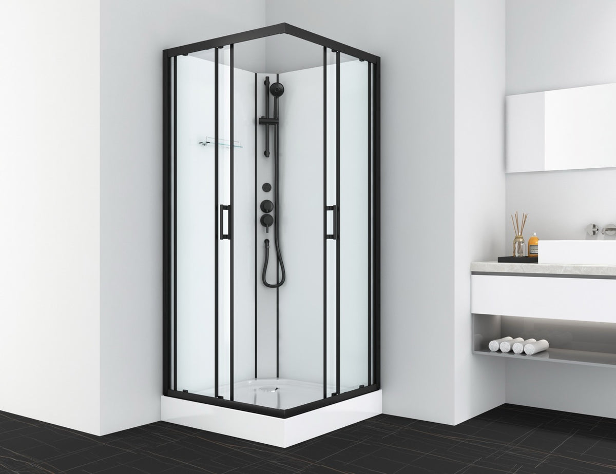 Komplettdusche DENVER BLACK - mit Schnellmontage 90 x 90 x 210 cm