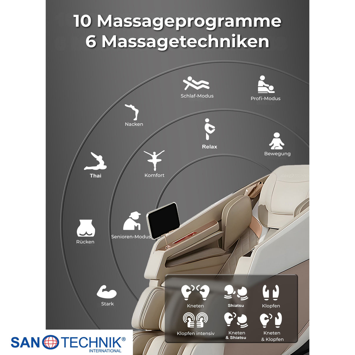 RESTORA Luxus-Massagesessel beige/creme