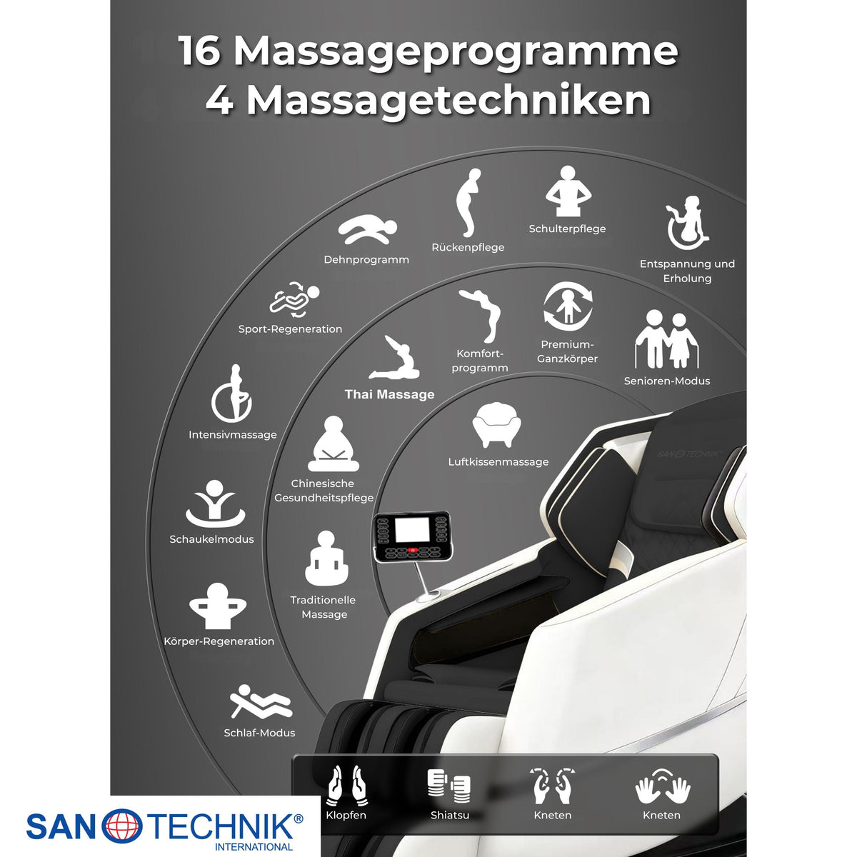 CALMORA Luxus-Massagesessel weiß/schwarz