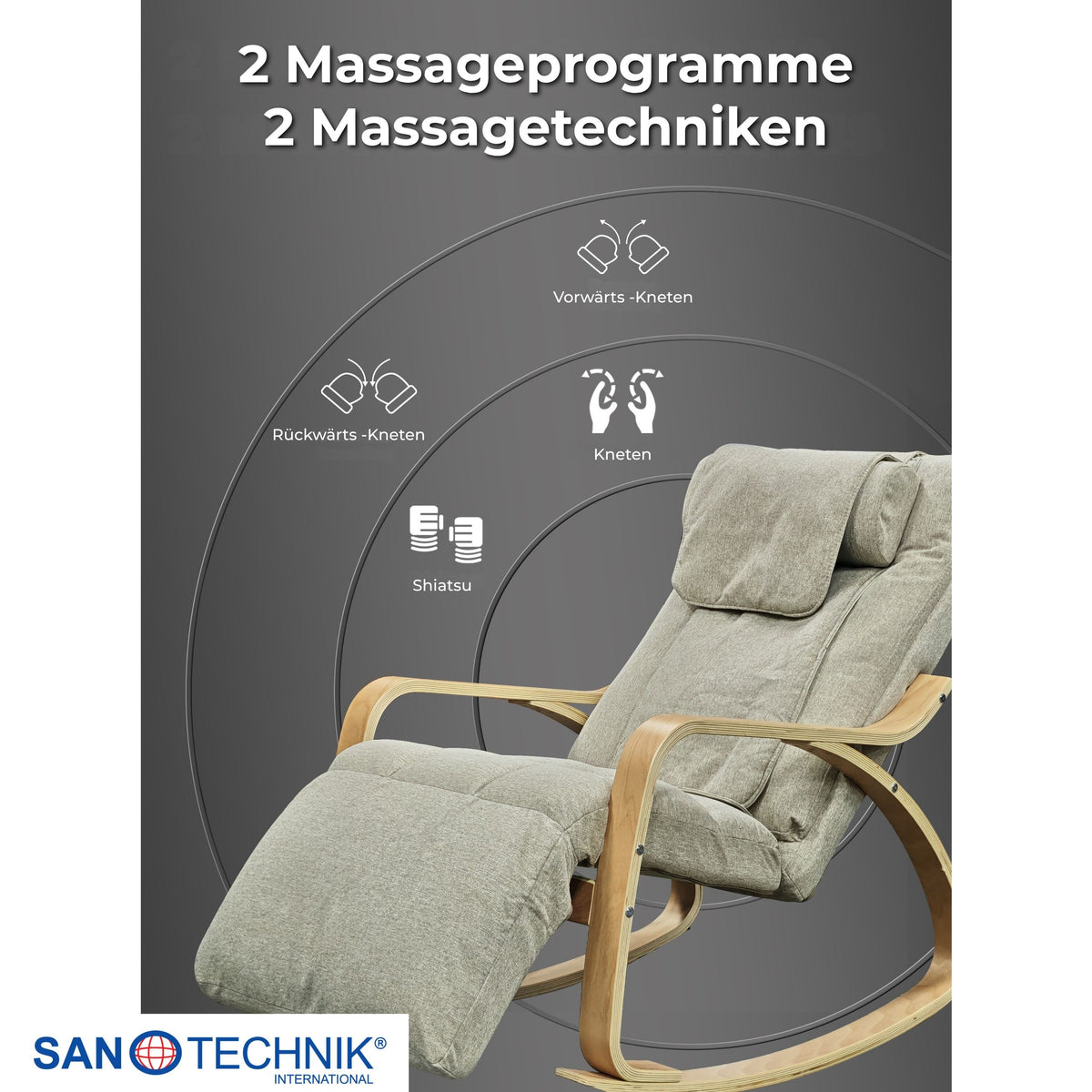 LIGORA Massage-Schaukelstuhl mit Fußteil grau