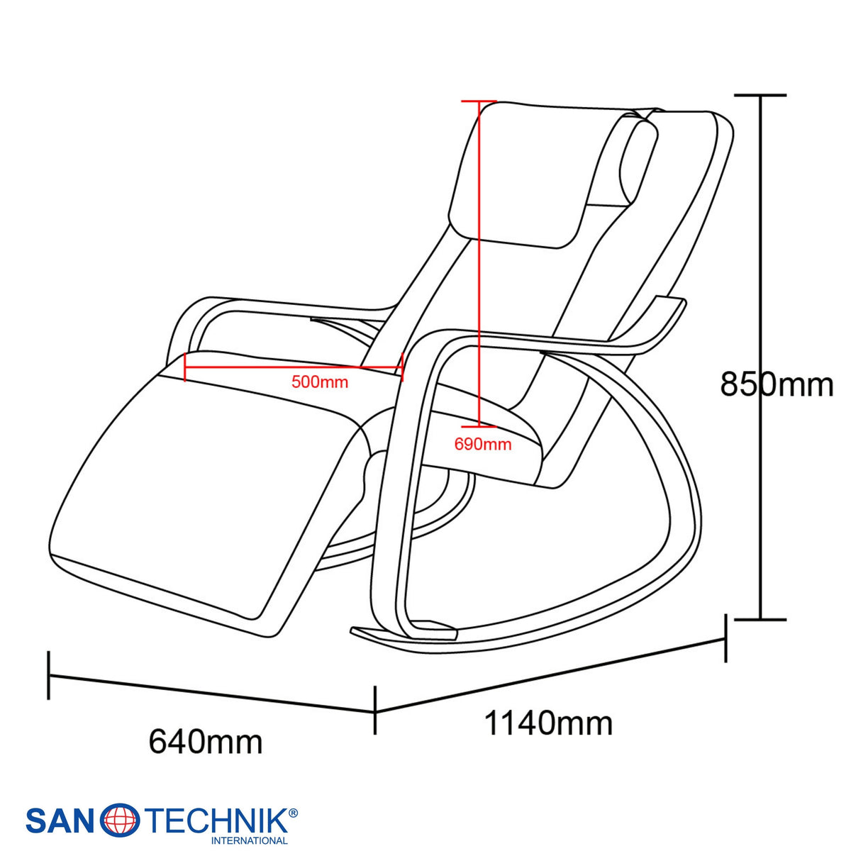 LIGORA Massage Rocking Chair with Footrest Grey