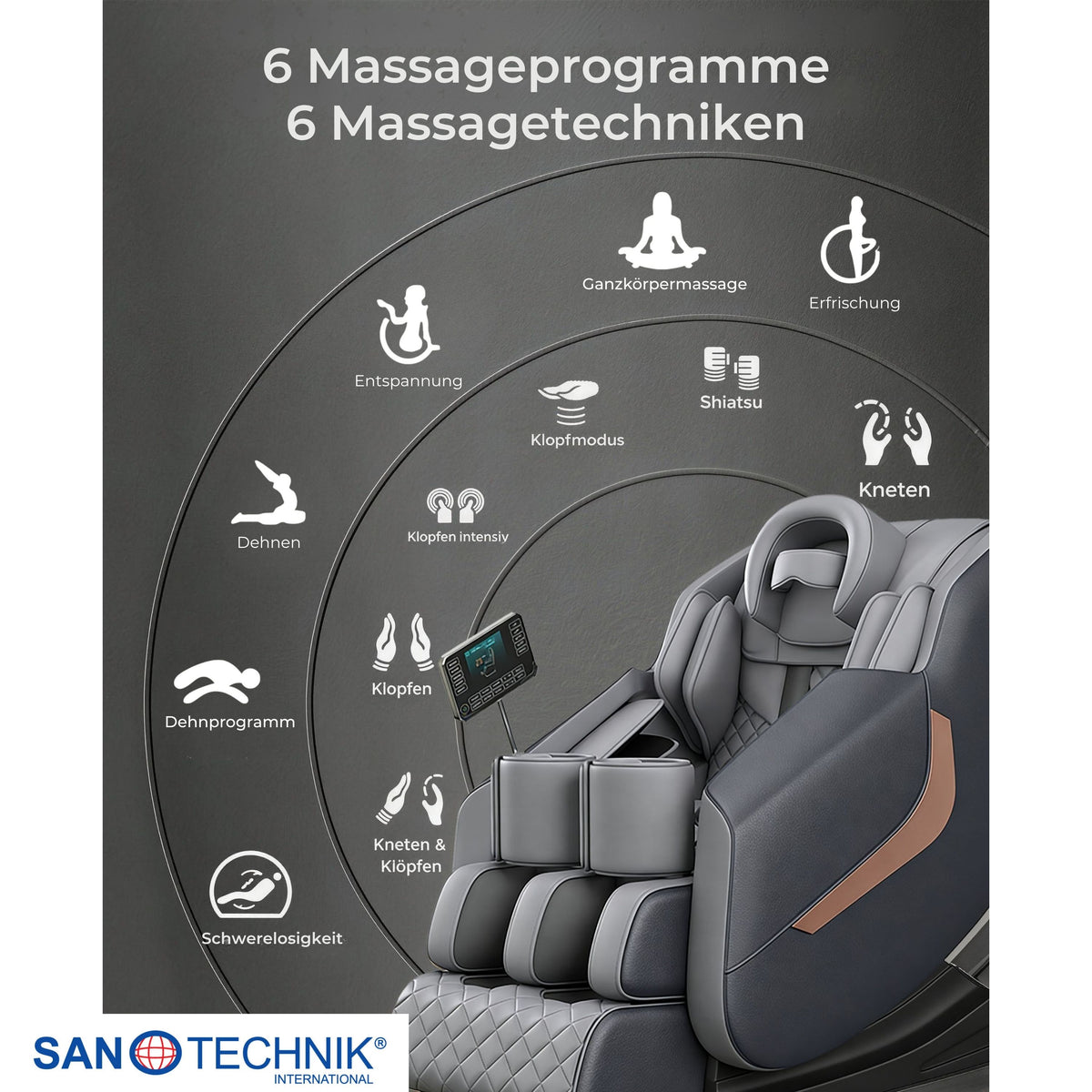 HEALORA Luxus-Massagesessel grau