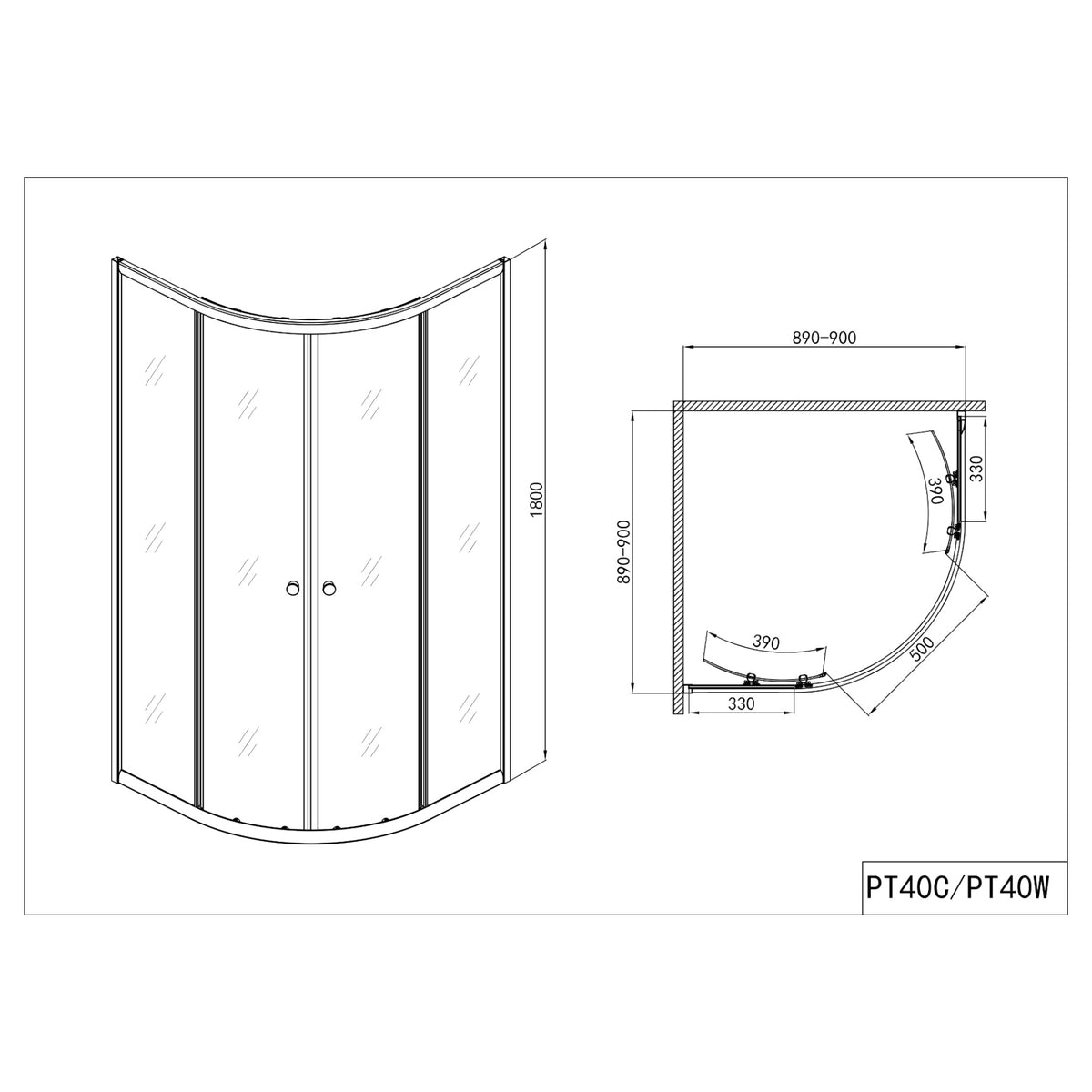 SANODUSCH round shower cubicle POLAR 90x90x180 cm