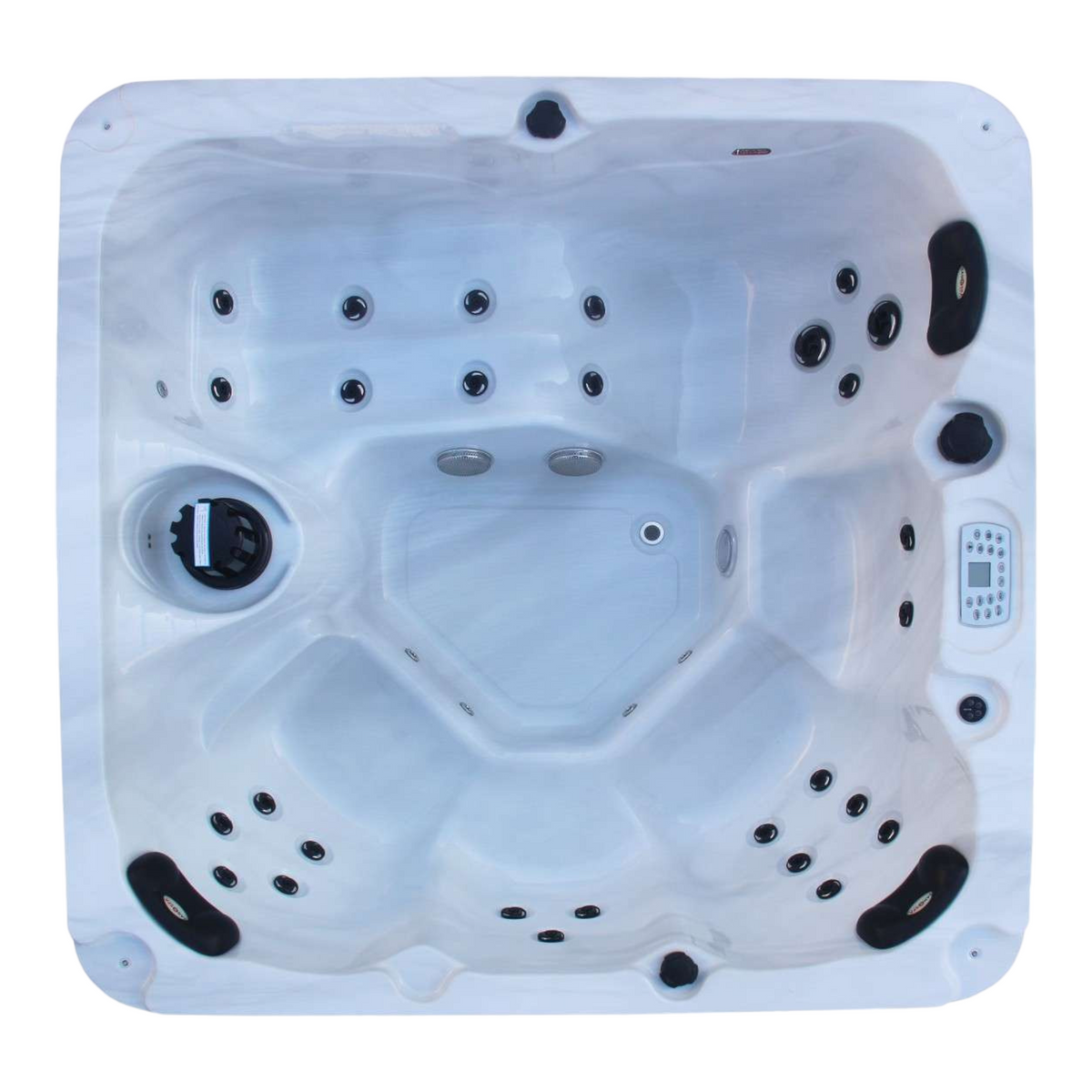 Outdoorwhirlpool PALMA White Marble inkl. Abdeckung & Stiege 190x190x86 cm frostsicher