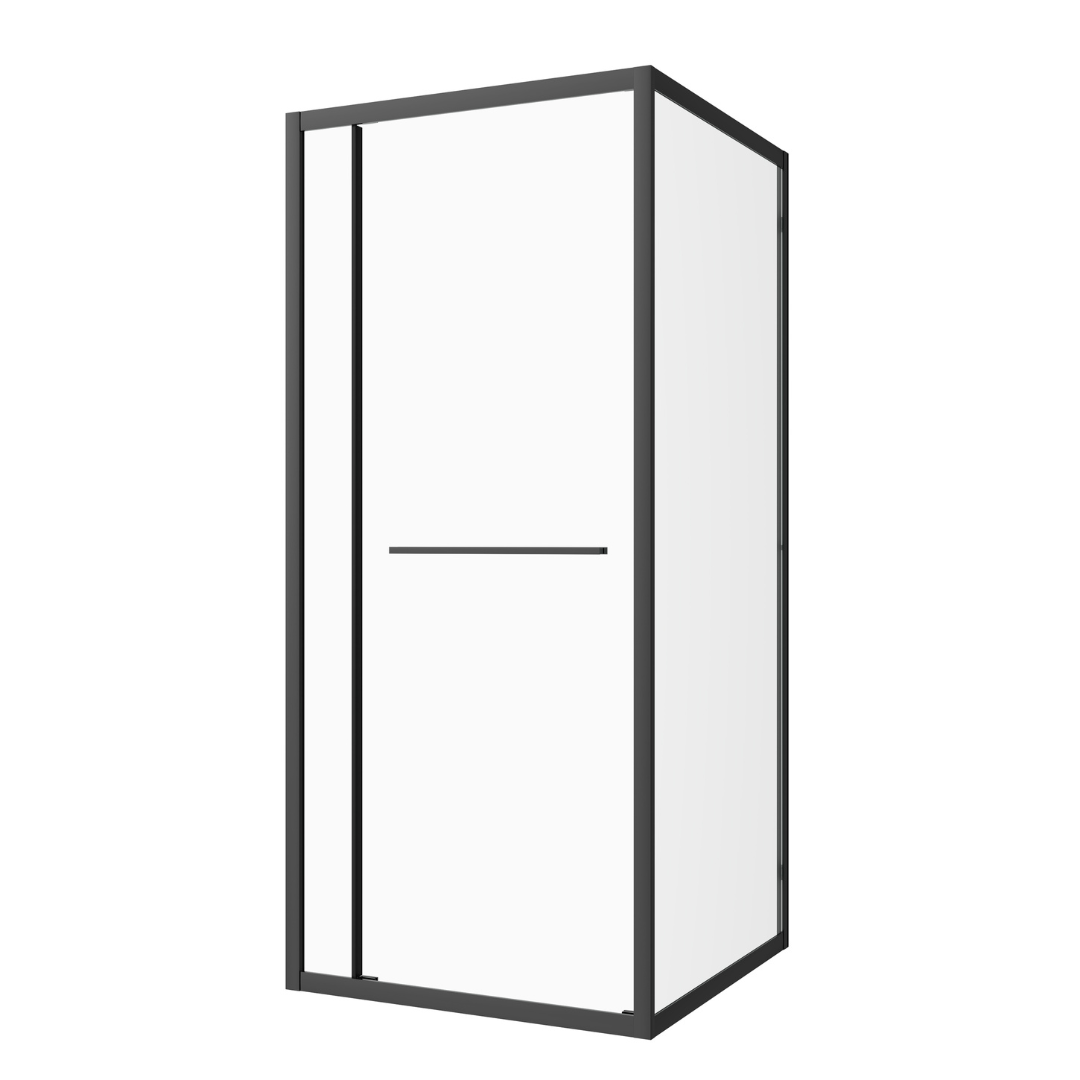 Corner shower cabin with two sliding doors, chrome in 2 different sizes