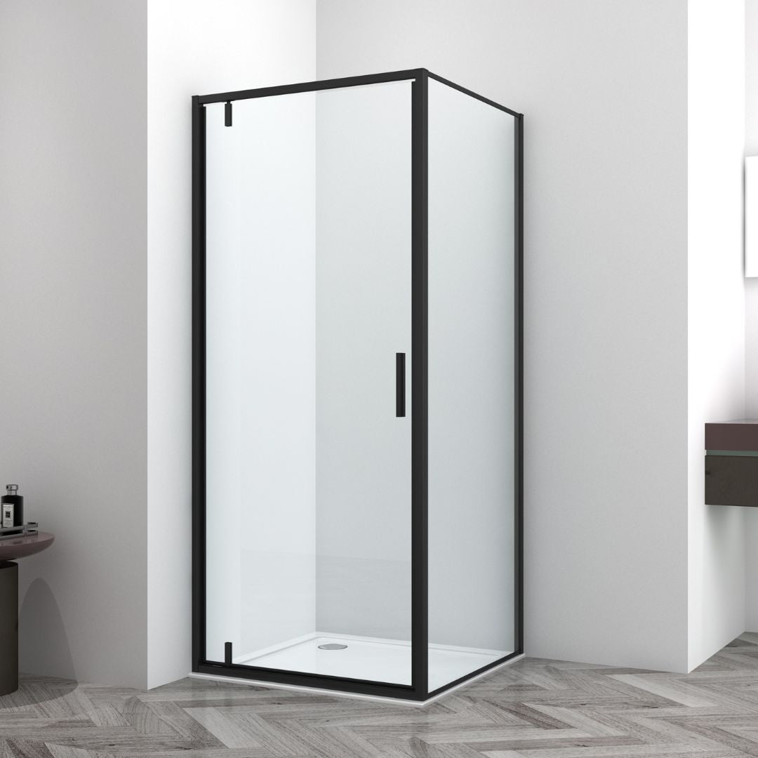 Schwenktür schwarz 6mm ESG Easy-Clean | 4 verschiedene Größen