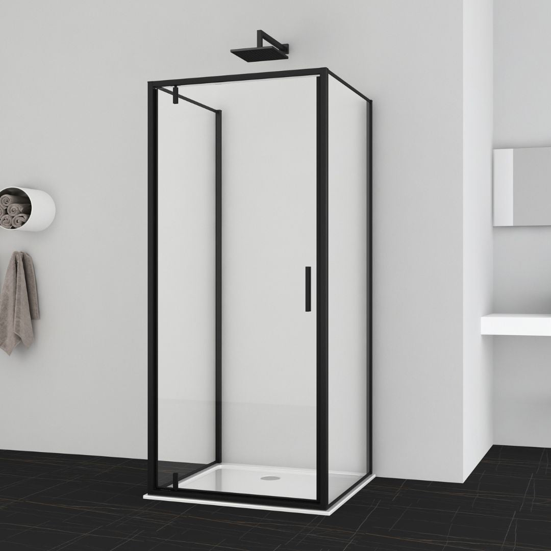 Schwenktür schwarz 6mm ESG Easy-Clean | 4 verschiedene Größen