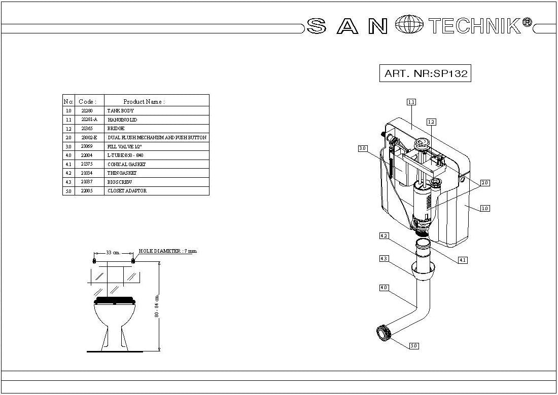 SANOSWIFT Spülkasten 3/6L. Dual Flush Funktion