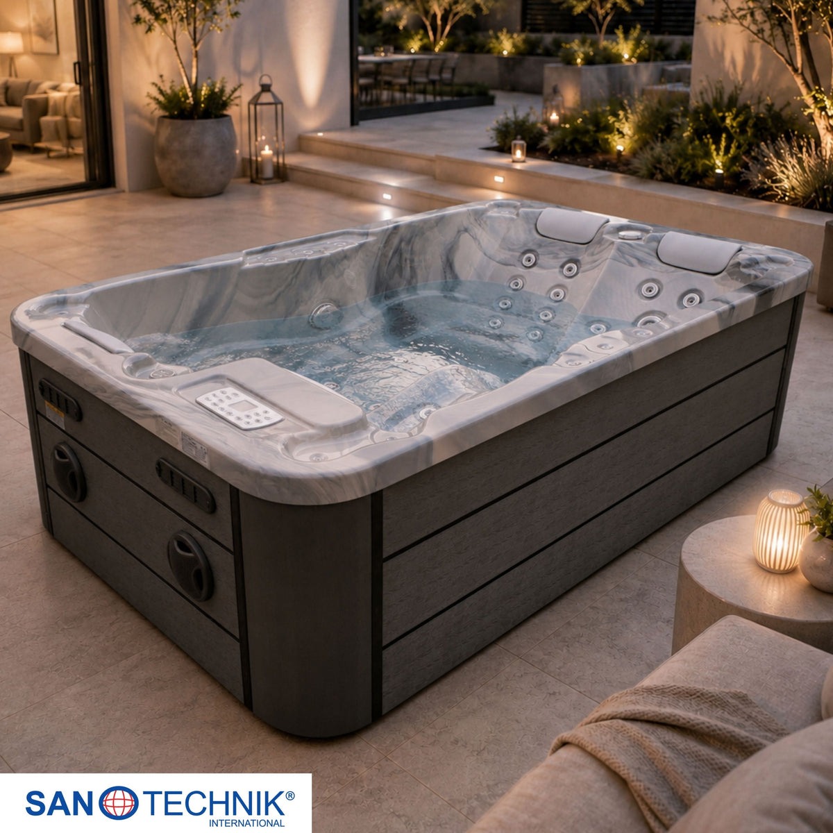 Outdoorwhirlpool MODENA Grey Marble inkl. Abdeckung