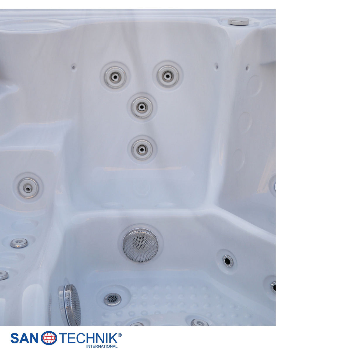 Outdoorwhirlpool OASIS MAXI White Marble inkl. Stiege & Abdeckung 210x210x95 cm frostsicher