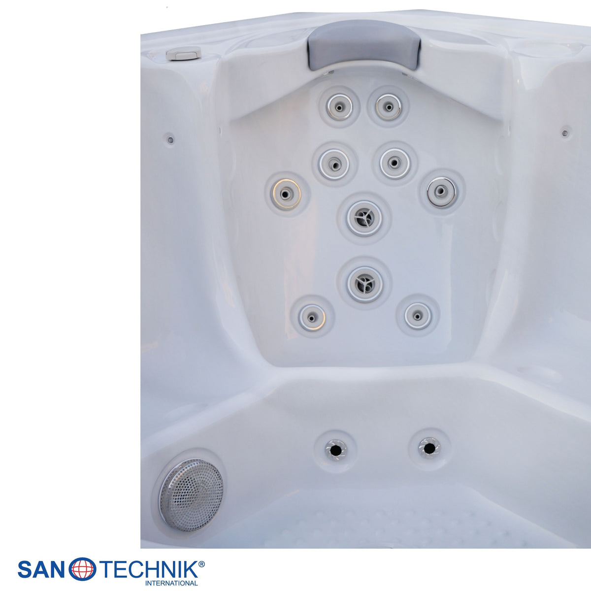 Outdoorwhirlpool OASIS MAXI White Marble inkl. Stiege & Abdeckung 210x210x95 cm frostsicher