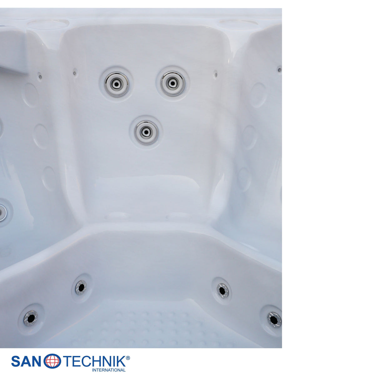 Outdoorwhirlpool OASIS MAXI White Marble inkl. Stiege & Abdeckung 210x210x95 cm frostsicher