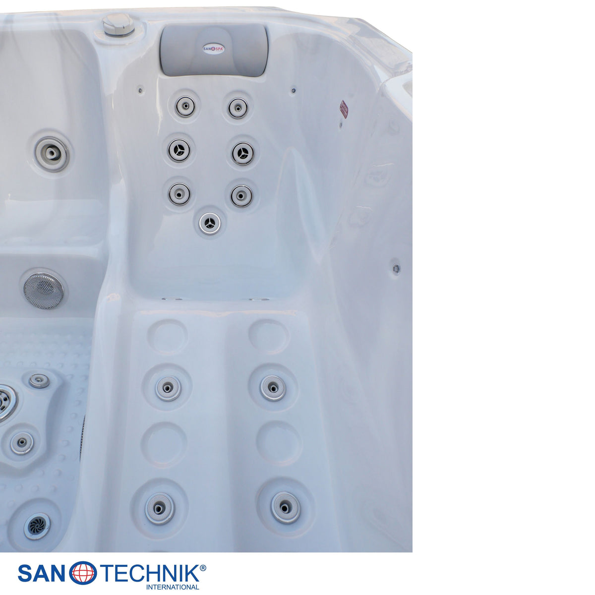 Outdoorwhirlpool OASIS MAXI White Marble inkl. Stiege & Abdeckung 210x210x95 cm frostsicher
