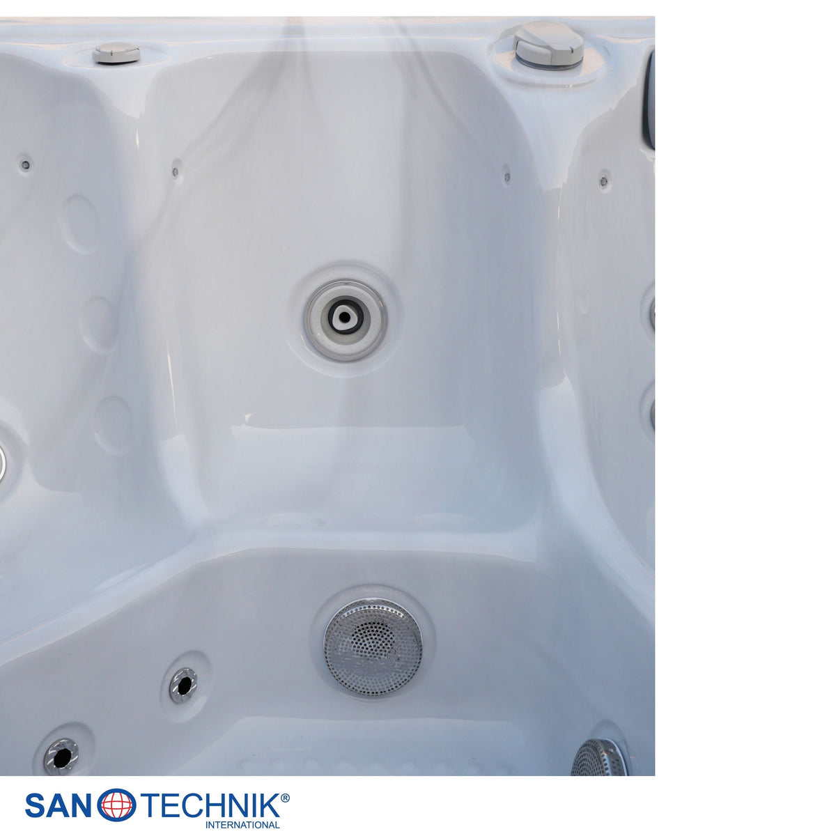 Outdoorwhirlpool OASIS MAXI White Marble inkl. Stiege & Abdeckung 210x210x95 cm frostsicher